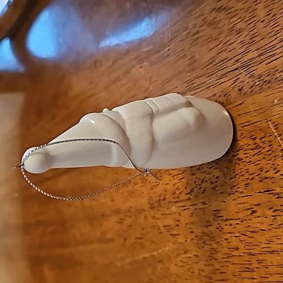 Porcelain White Snowman Ornament 4"H (not including hanger) - Picture 4 of 5